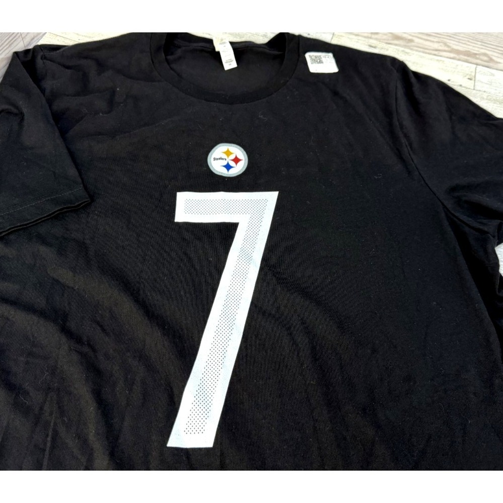 NWT Unisex Bella Canvas Pittsburgh Steelers Ben Roethlisberger 7 Shirt Black 2XL